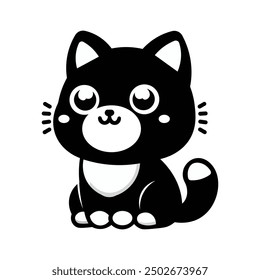 A cute black and white cat