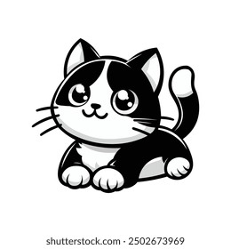 A cute black and white cat