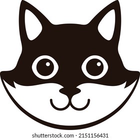 Cute Black and white cat, cartoon flat icon design, like a logo