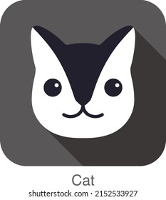 Cute Black and white cat, cartoon flat icon design, like a logo