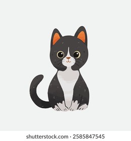 Cute Black and white Cat editable colorful vector illustration for children, baby designs for cards, poster decorations, t-shirt prints, stickers, icons and others