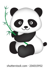 Cute black and white chinese panda bear illustration isolated on white background 