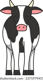 Cute black and white cow isolated on white background. Vector illustration.