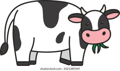Cute black and white cow. Vector illustration isolated on white background.