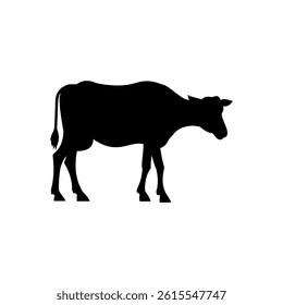 cute black and white cow vector silhouette illustration, eid al-adha mascot