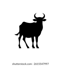 cute black and white cow vector silhouette illustration, eid al-adha mascot