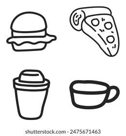 Cute black and white doodle art vector. Black and white line art illustration. Simple minimalist design