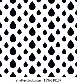 Cute black and white drop pattern with flat drops. Sweet vector monochrome drop pattern. Seamless drop pattern for textile, wallpapers, wrapping paper, cards and web.