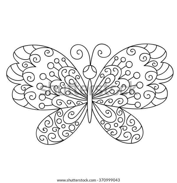 Cute Black White Floral Butterfly Monochrome Stock Vector Royalty