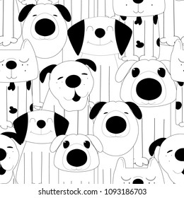 Cute black and white funny dog cartoon,illustration vector by freehand doodle comic art 
