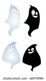 Cute Black & White Ghosts-vector