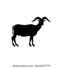 cute black and white goat vector silhouette illustration, eid al-adha mascot