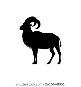 cute black and white goat vector silhouette illustration, eid al-adha mascot
