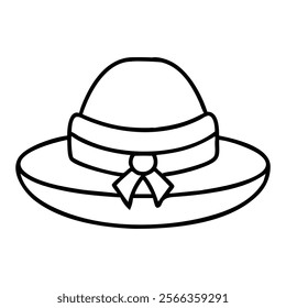 Cute black and white illustration of a women's summer hat.