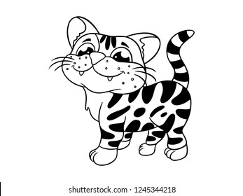 cute black and white line art cat
