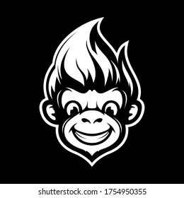 cute black white monkey head vector