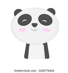 cute black and white panda with pink cheeks, succeeding. harmonious calm colors. on a white background. flat illustration, vector.