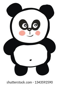 Cute schwarz-weißer Panda, die eine lächelnde Vektorgrafik auf weißem Hintergrund lächelt 