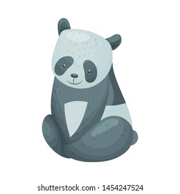 Cute black and white panda. Vector illustration on white background.