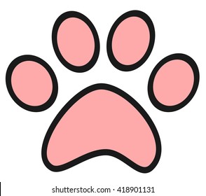 cute black white pink paw icon vector illustration