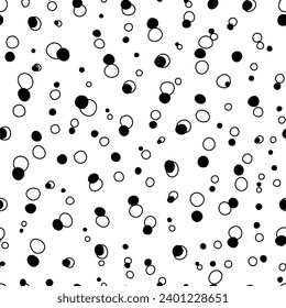 Patrón de puntos de polka blanco y negro transparente aislado sin fisuras de fondo, fondo de pared o diseño textil