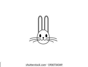cute black and white rabbit easter bunny icon for web and print template. Bunnies with happy expression for birthday cards and more. Easter 2021 decoration