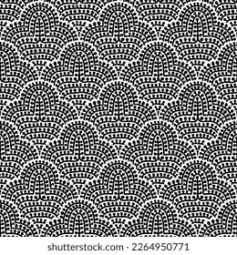 Patrón de doodle impecable en blanco y negro. El adorno ondulado es de estilo libre. Impresión elegante para textiles, embalaje. Ilustración vectorial.