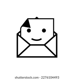 süßes schwarz-weißes Smiley-E-Mail-Symbol