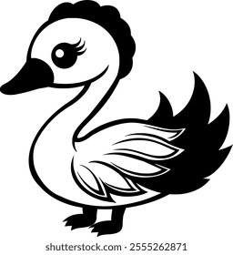 cute black and white swan