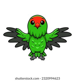 Cute black winged lovebird cartoon flying