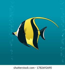 Cute black and yellow angel fish
