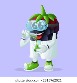 Cute blackberry character as scientists. Perfect for kids, merchandise and sticker, banner promotion or blog
