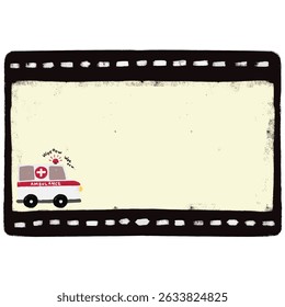 bonitinho vazio ambulância emergência comunidade equipes de resgate projeto de transporte de veículos para nome etiqueta adesivo escola memorando livro pastel creiom doodle aquarela ilustração etiqueta