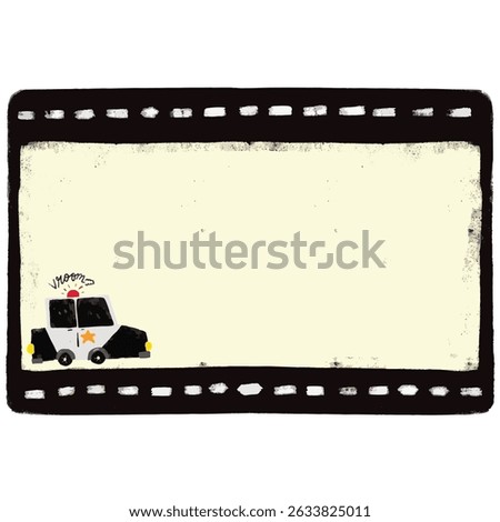 cute blank empty police car community rescue teams vehicle transportation design for Name Label birthday gift party sticker school memo note book pastel crayon doodle watercolor illustration sticker