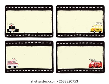 bonitinho branco vazio conjunto coleções comunidade equipes de resgate carros projeto do veículo para o nome Etiqueta aniversário partido adesivo escola memorando livro pastel creiom doodle aquarela ilustração adesivo