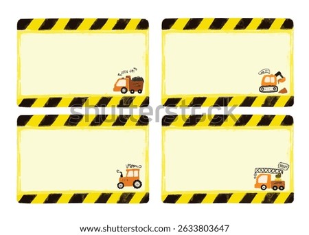 cute blank empty set collections construction heavy site vehicle design for Name Label birthday gift party sticker school memo note pad book pastel crayon doodle watercolor illustration vector sticker