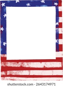 Cute blank hand drawn instant photo frame paper happy 4th of july united states of America national independence day flag crayon grunge grungy watercolor doodle illustration design