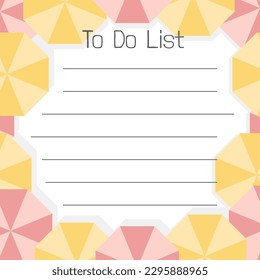 Cute blank paper note. Stationery organizer. Scrapbook notes and memo schedule.Printable planner. To Do List sticky note pad. Digital planning element. Vector illustration.