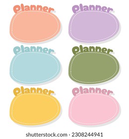 Cute blank paper notes. Stationery organizer set. Scrapbook notes and memo schedule.Printable planner stickers. To Do List sticky note pad. Digital planning element. Vector illustration.