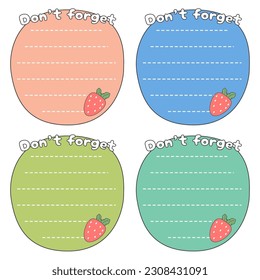Cute blank paper notes. Stationery organizer set. Scrapbook notes and memo schedule.Printable planner stickers. To Do List sticky note pad. Digital planning element. Vector illustration.