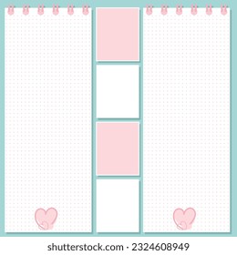 Cute blank paper notes. Stationery organizer set. Scrapbook notes and memo schedule.Printable planner stickers. To Do List sticky note pad. Digital planning element. Vector illustration.