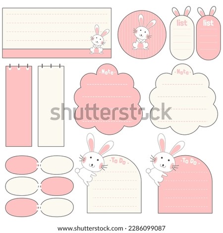 Cute blank paper notes. Stationery organizer set. Scrapbook notes and memo schedule.Printable planner stickers. To Do List sticky note pad. Digital planning element. Vector illustration.