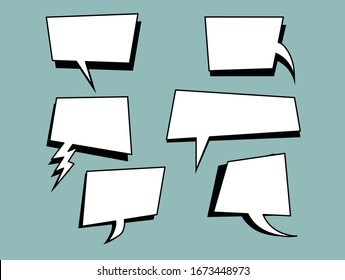 CUTE BLANK SPEECH BUBBLE COLORFUL SET, CHAT - VECTOR
