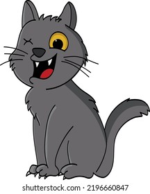 Cute blind cat, gray cat