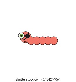 cute blind worm cartoon icon on a white background