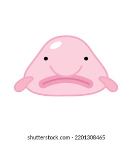 Cute blobfish or blob fish vector clipart. Deep sea cartoon fish with sad mouth.