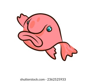 cute Blobfish vector illustration isolated on white