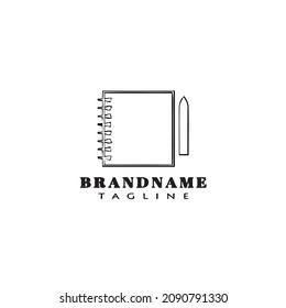 cute block note logo cartoon icon design template black modern isolated vector illustration