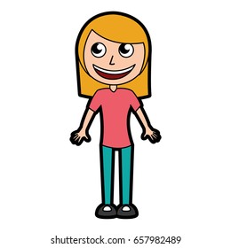 cute blond women body cartoon