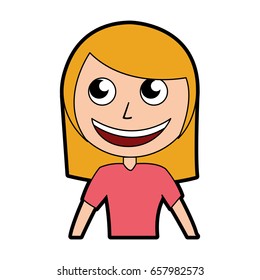 cute blond women upperbody cartoon